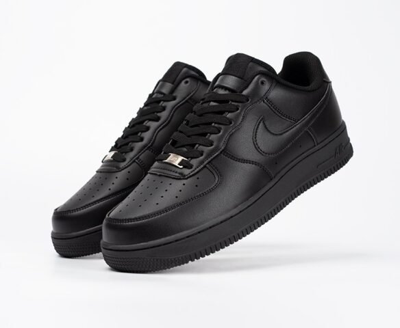 Nike Air Force 1 Low black черные lthr